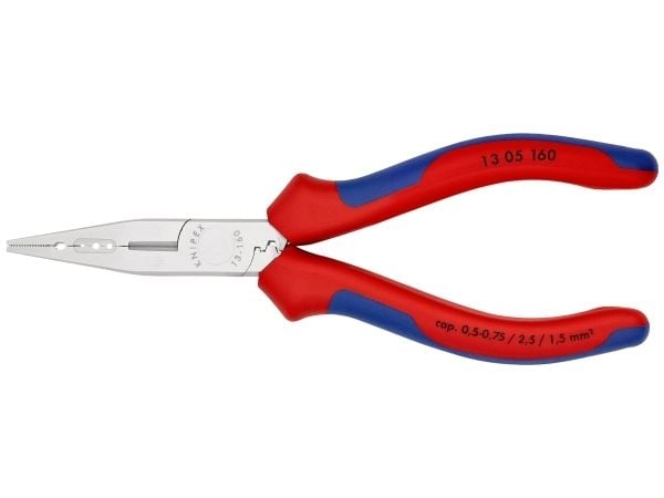Knipex 13 05 160, Nesetang, Kromvanadiumstål, Plast, Blå, Rød, 160 mm, 139 g