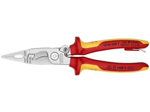 Knipex 13 96 200 T, 1,5 cm, Stål, Plast, Rød, Gult, 1000 V, 65 mm