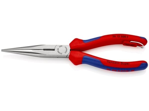 Knipex 26 12 200 T, Nåltänger, 2,5 mm, 7,3 cm, Kromvanadinstål, Blå, Röd, 200 mm