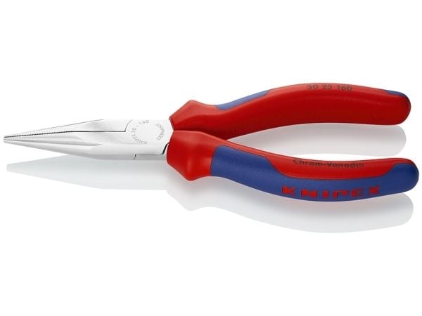 Knipex 30 25 160, Nåltänger, 2,5 mm, 5 cm, Stål, Blå, Röd, 160 mm