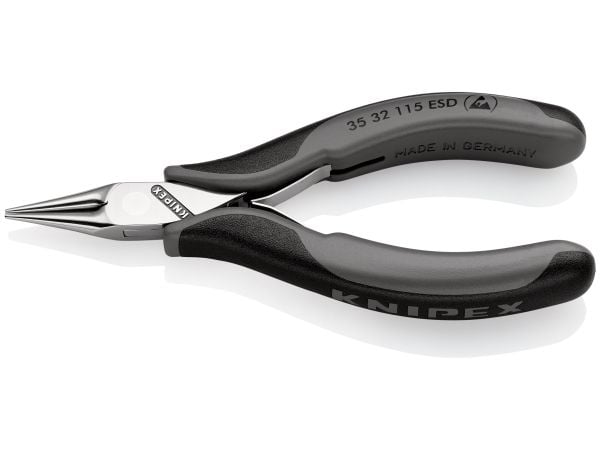 Knipex 35 32 115 ESD, nåletang, stål, plast, svart, grå, 115 mm, 70 g