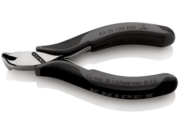 Knipex 64 32 120 ESD, tang, stål, plast, svart, grå, 120 mm, 92 g