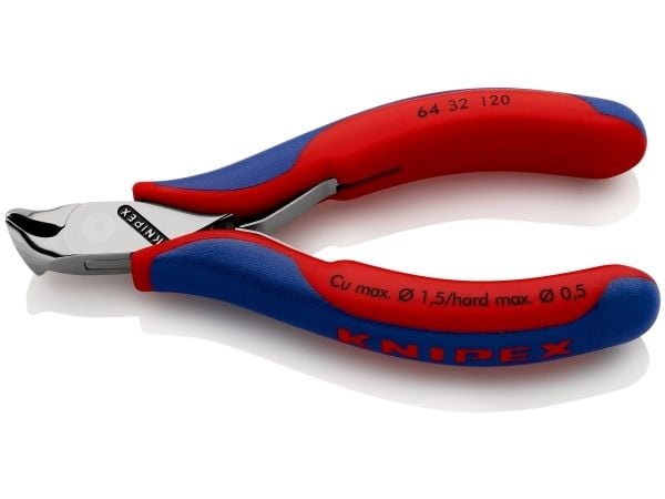 Knipex 64 32 120, Endekuttende tang, Stål, Blå, Rød, 120 mm, 92 g