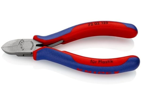 Knipex 72 02 125, Diagonal tang, Kromvanadiumstål, Plast, Blå, Rød, 125 mm, 109 g