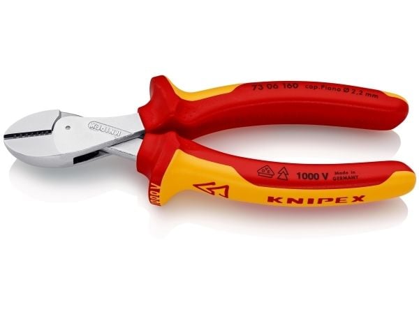 Knipex X-Cut, Diagonal tang, Kromvanadiumstål, Plast, Oransje, Rød, 160 mm, 175 g