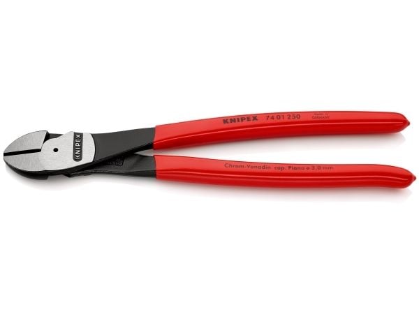 Knipex 74 01 250, Diagonal tang, Kromvanadiumstål, Plast, Rød, 250 mm, 391 g