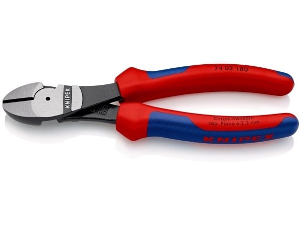 Knipex 74 02 180, Diagonal tang, Kromvanadiumstål, Plast, Blå, Rød, 180 mm, 273 g