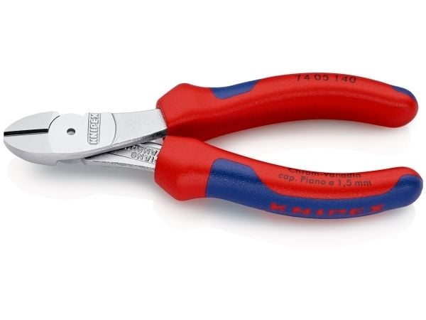 Knipex 74 05 140, Diagonal tang, Kromvanadiumstål, Plast, Blå, Rød, 140 mm, 157 g