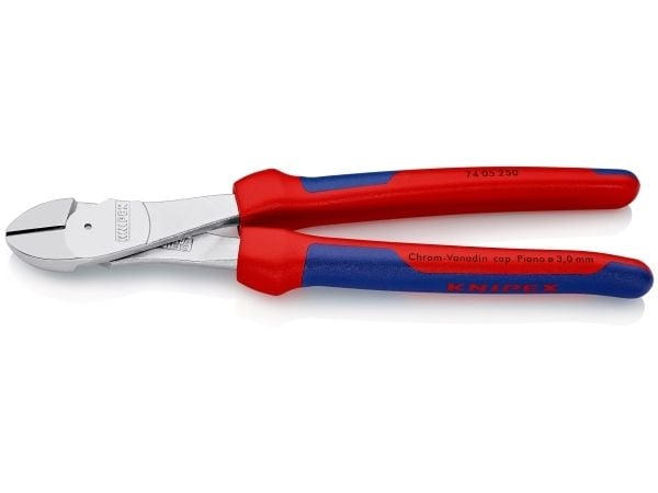 Knipex 74 05 250, Diagonal tang, Kromvanadiumstål, Plast, Blå, Rød, 250 mm, 440 g