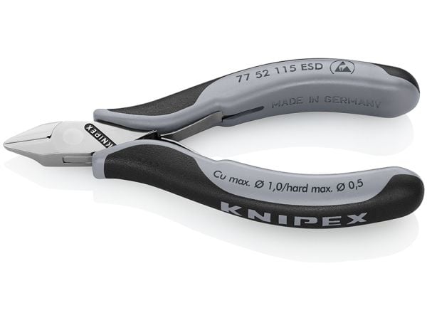 Knipex KP-7752115ESD, Diagonal tang, 1,1 cm, 1,4 cm, 7 mm, 1 mm, Beskyttelse mot elektrostatisk utladning (ESD)