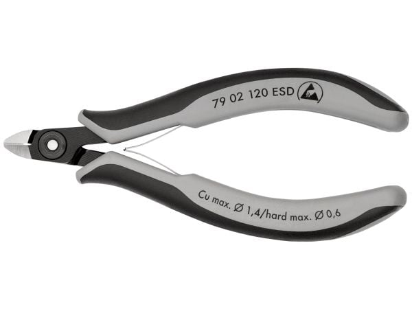 Knipex 79 02 120 ESD, Diagonal tang, 6,5 mm, 6,5 mm, 1,4 mm, 9 mm, Beskyttelse mot elektrostatisk utladning (ESD)
