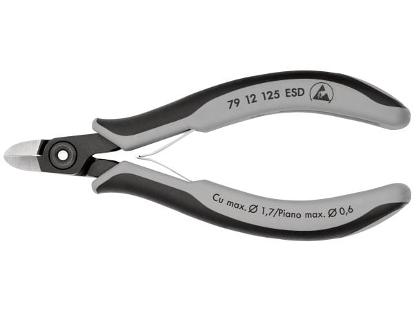 Knipex 79 12 125 ESD, Diagonal tang, 1 cm, 6,5 mm, Støtbestandig, Dielektrisk, Stål, Plast
