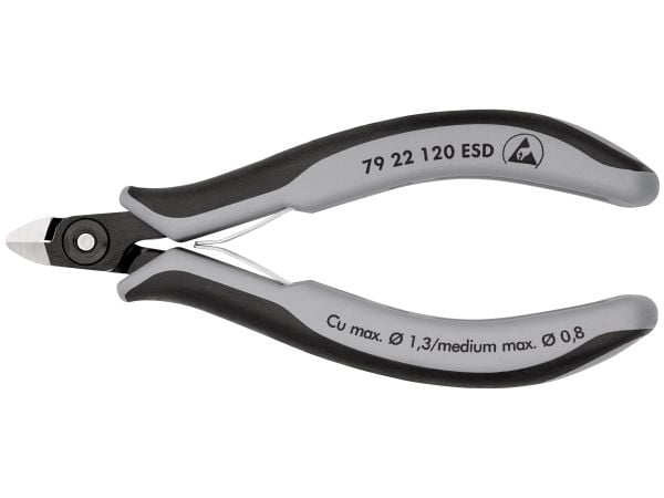 Knipex 79 22 120 ESD, Diagonal tang, 9 mm, 6,5 mm, 6,5 mm, 1,3 mm, Kromvanadiumstål