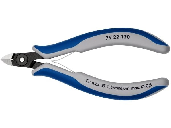 Knipex 79 22 120, Diagonal tang, Kromvanadiumstål, Plast, Blå, Grå, 120 mm, 56 g