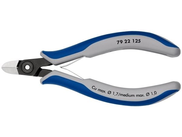 Knipex 79 22 125, Diagonal tang, Kromvanadiumstål, Plast, Blå, Grå, 125 mm, 60 g