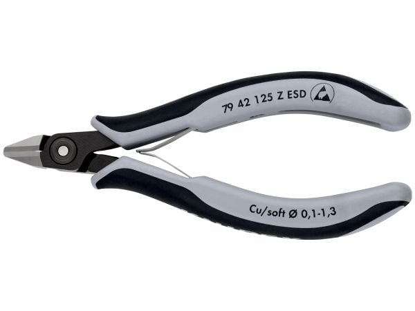 Knipex 79 42 125 Z ESD, Diagonal tang, 1,1 cm, 6,5 mm, 1,3 mm, Beskyttelse mot elektrostatisk utladning (ESD), Sort, Grå