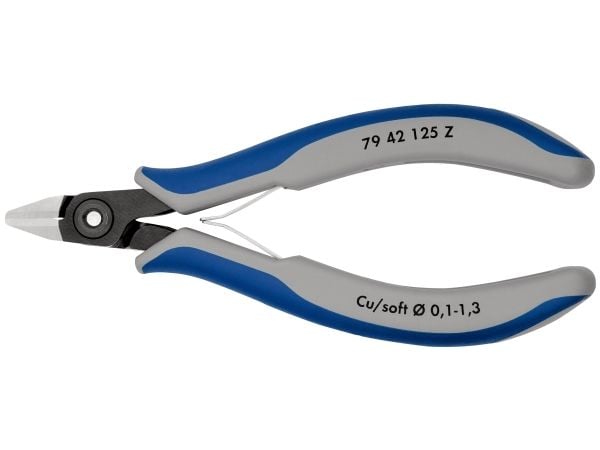 Knipex 79 42 125 Z, Sidekutter, 1,1 cm, 1,1 cm, 6,5 mm, Kromvanadiumstål, Blå, Grå