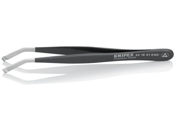 Knipex 92 16 01 ESD, rustfritt stål, svart, flat, buet, 15 g, 10 mm
