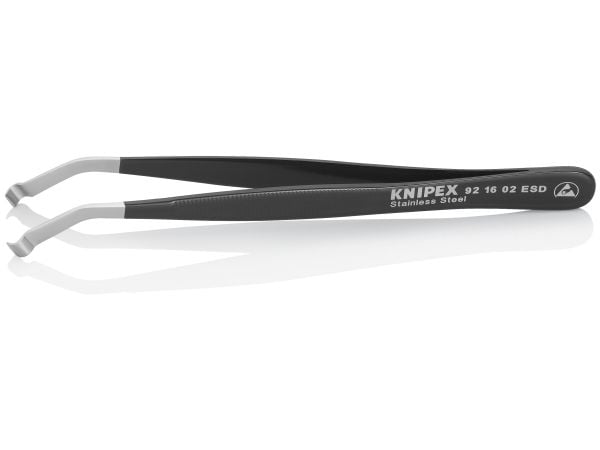 Knipex 92 16 02 ESD, rustfritt stål, svart, flat, buet, 15 g, 10 mm