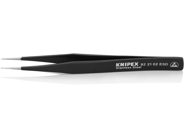 Knipex 92 21 02 ESD, Ruostumaton teräs, Musta, Tasainen, Suora, 18 g, 12 mm
