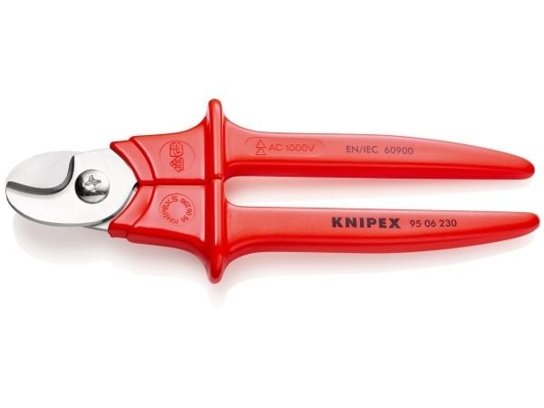 Knipex 95 06 230, Käsikaapelileikkuri, Punainen, Ruostumaton teräs, Ruostumaton teräs, 7 cm, Saksaa