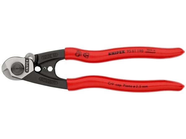 Knipex Knipex-Werk 95 61 190 Teräslankasakset Soveltuu alumiini- ja kuparikaapeleille, yksi- ja monijohtimille, Keskikova teräslanka 7 mm 10 mm² 7 Knipex Knipex-Werk 95 61 190 Teräslankasakset Soveltuu alumiini- ja kuparikaapeleille, yksi- ja monijohtimille, Keskikova teräslanka 7 mm 10 mm² 7