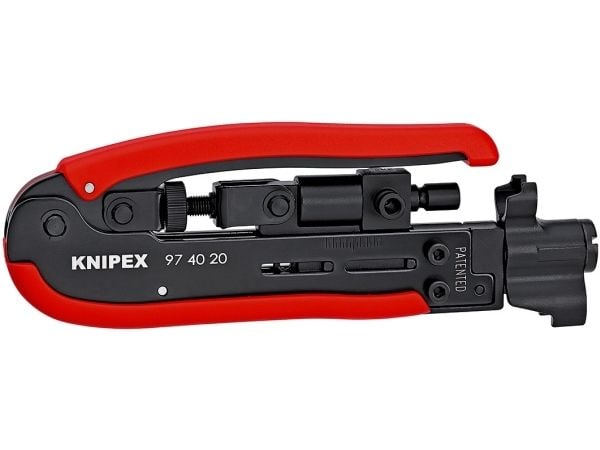 Knipex 97 40 20 SB Puristustyökalu Sopii f-liittimille, BNC-liittimille, RCA-liittimille RG59, RG6, RG11