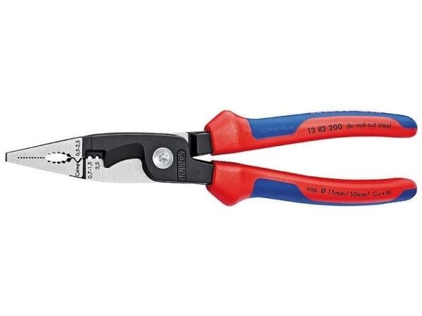 Knipex 13 82 200, Kärkipihdit, Terästä, Muovi, Sininen, Punainen, 200 mm, 280 g