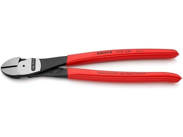 Knipex 74 01 250, Diagonal tang, Kromvanadiumstål, Plast, Rød, 250 mm, 391 g