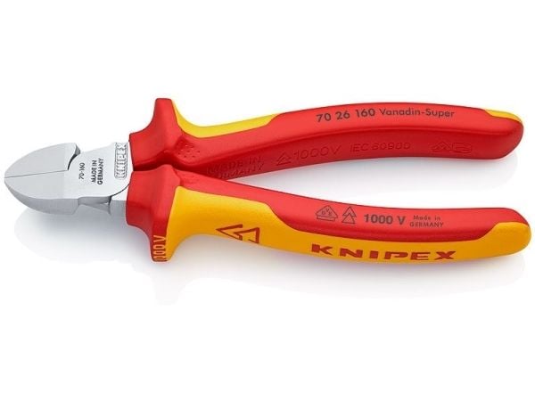 Knipex 70 26 160, Avbitartång, Kromvanadinstål, Plast, Orange, Röd, 160 mm, 216 g