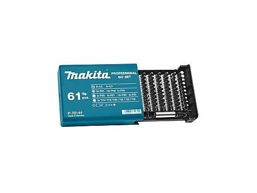 Makita P-70144, 61 stykker, Phillips,Pozidriv,Torx, 25 mm: 6xPH1, 12xPH2, 4xPH3, 2xPZ0, 6xPZ1, 12xPZ2, 2xPZ3, 2xT10, 2xT15, 2xT20, 2xT25, 2xT30,...