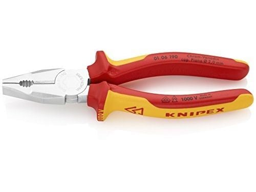 Knipex 01 06 190, Kombinasjonstang, Kromvanadiumstål, Plast, Oransje, Rød, 190 mm, 320 g
