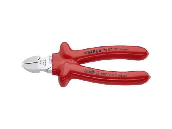 Knipex 70 07 160, Diagonal tang, Kromvanadiumstål, Plast, Rød, 160 mm, 227 g