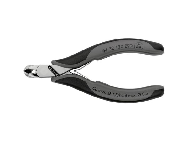 Knipex 64 32 120 ESD, tang, stål, plast, svart, grå, 120 mm, 92 g