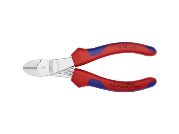 Knipex 74 05 140, Diagonal tang, Kromvanadiumstål, Plast, Blå, Rød, 140 mm, 157 g