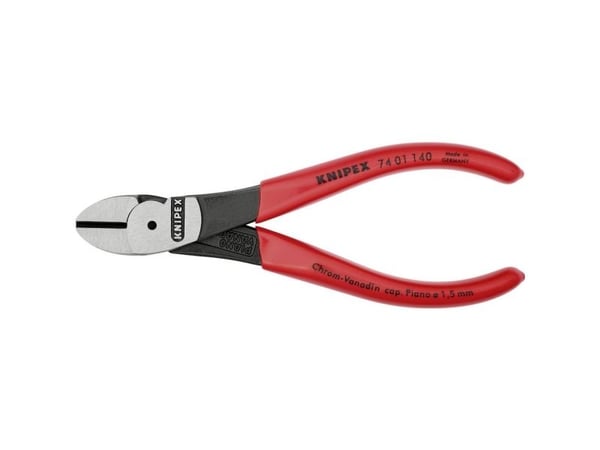 Knipex 74 01 140, Diagonal tang, Kromvanadiumstål, Plast, Rød, 140 mm, 131 g