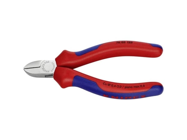 Knipex 76 05 125, Diagonal tang, Kromvanadiumstål, Plast, Blå, Rød, 125 mm, 118 g
