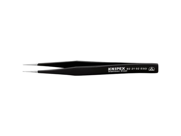 Knipex 92 21 02 ESD, Ruostumaton teräs, Musta, Tasainen, Suora, 18 g, 12 mm