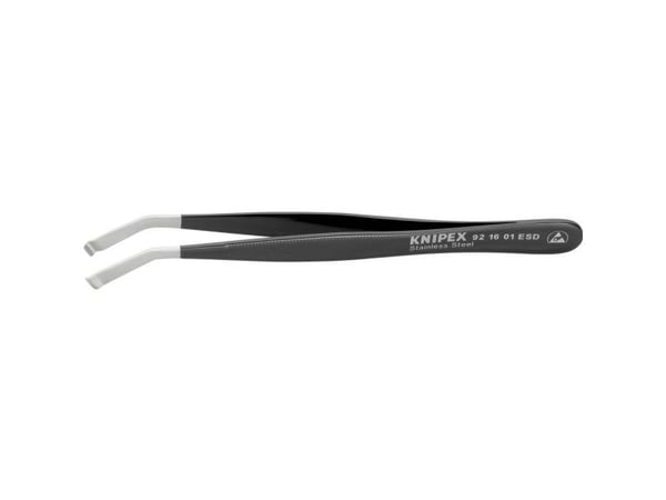 Knipex 92 16 01 ESD, rustfritt stål, svart, flat, buet, 15 g, 10 mm