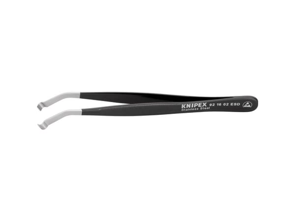 Knipex 92 16 02 ESD, rustfritt stål, svart, flat, buet, 15 g, 10 mm