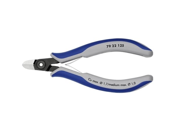Knipex 79 22 125, Diagonal tang, Kromvanadiumstål, Plast, Blå, Grå, 125 mm, 60 g