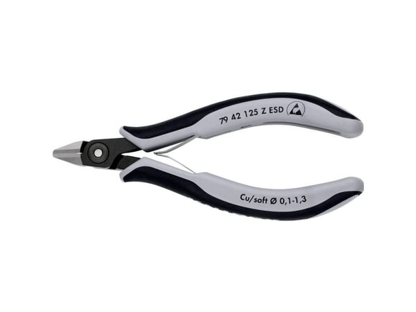 Knipex 79 42 125 Z ESD, Diagonal tang, 1,1 cm, 6,5 mm, 1,3 mm, Beskyttelse mot elektrostatisk utladning (ESD), Sort, Grå