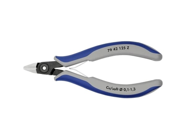 Knipex 79 42 125 Z, Sidekutter, 1,1 cm, 1,1 cm, 6,5 mm, Kromvanadiumstål, Blå, Grå