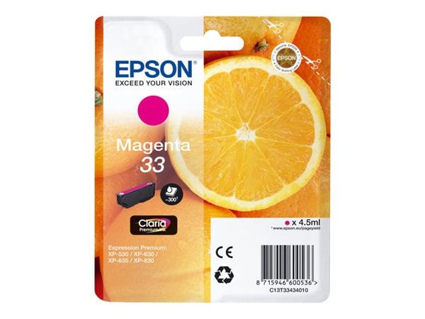 Epson C13T33434010, Väriainepohjainen muste, 4,5 ml, 300 sivua, 1 kpl
