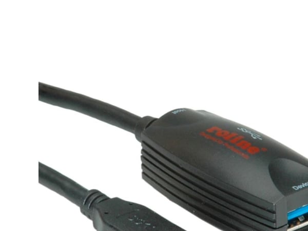 ROLINE USB 3.0 Active Repeater, 5 m, USB A, USB A, Musta