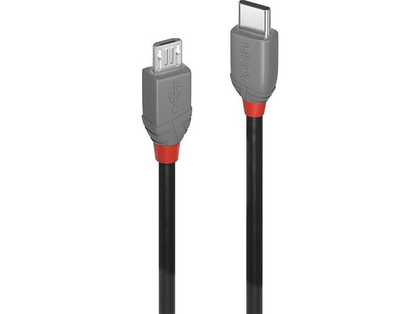 Lindy 36893, 3 m, USB C, Micro-USB B, USB 2.0, 0,48 Gbit/s, Svart