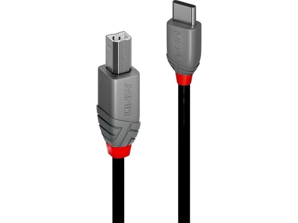 Lindy 36941, 1 m, USB C, USB B, USB 2.0, 0,48 Gbit/s, Svart