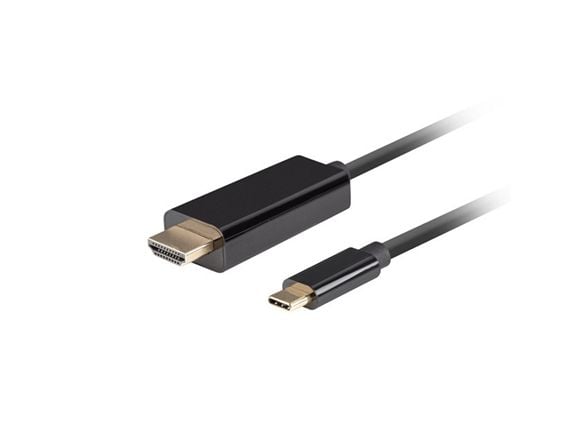 Lanberg - Premium High Speed - sovitinkaapeli - 24-nastainen USB-C uros HDMI uros - 1 m - kolminkertaisesti suojattu - musta - 5K30 Hz tuki, 1920 x...