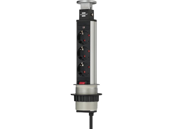 brennenstuhl Tower Power Table Extension Socket - Flerkoplingslist - utgangskontakter: 3 - 2 m kabel - svart, aluminium