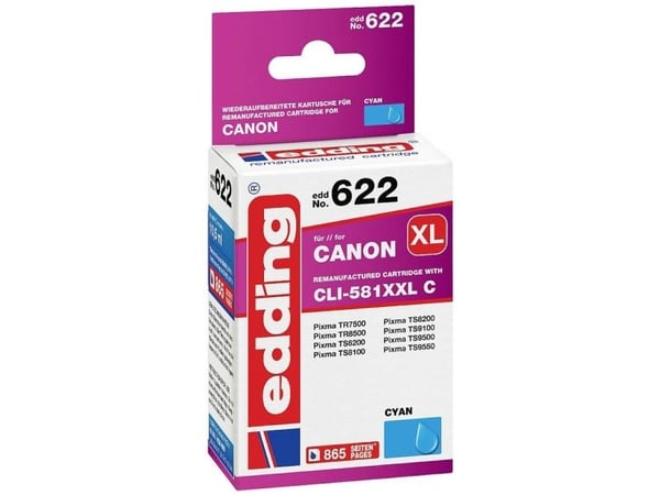 Edding EDD-622, Cyan, 10,5 ml, 1 stykker, 865 sider, Enkeltpakke